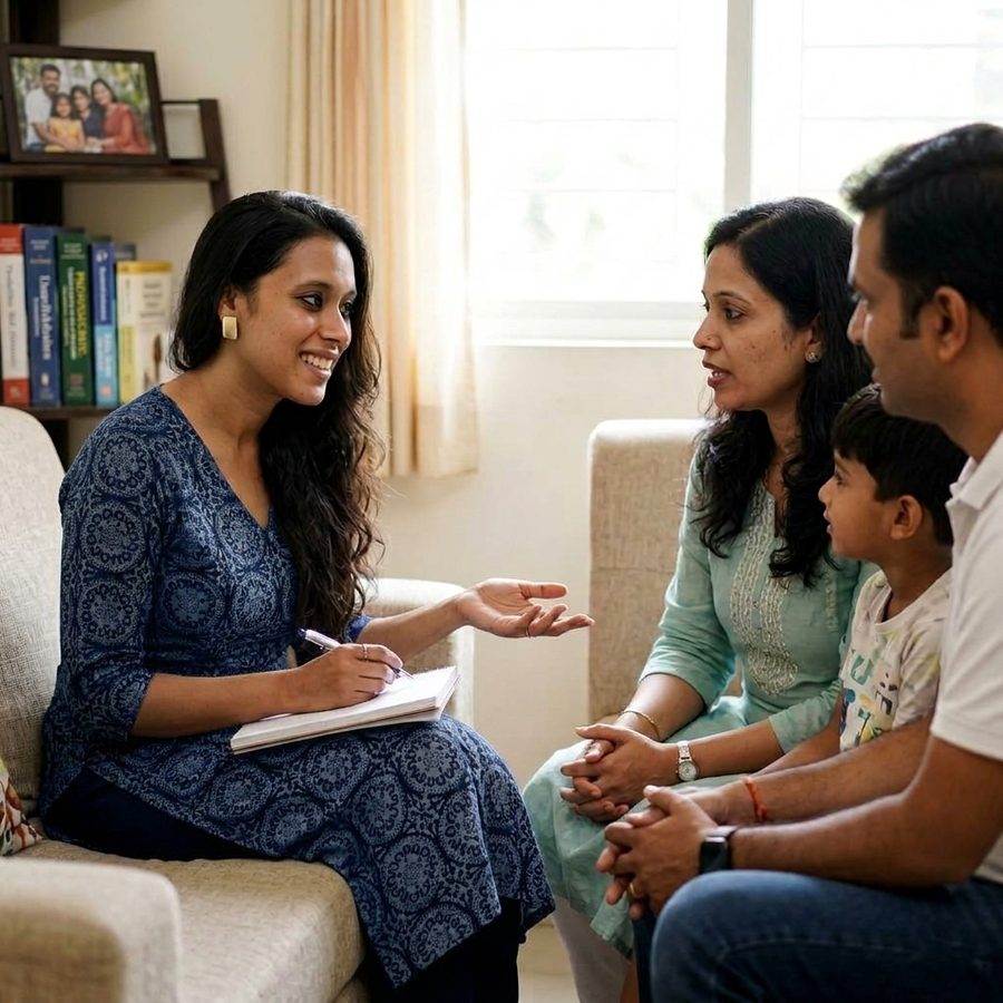 Dr. Vandana in a family counselling session