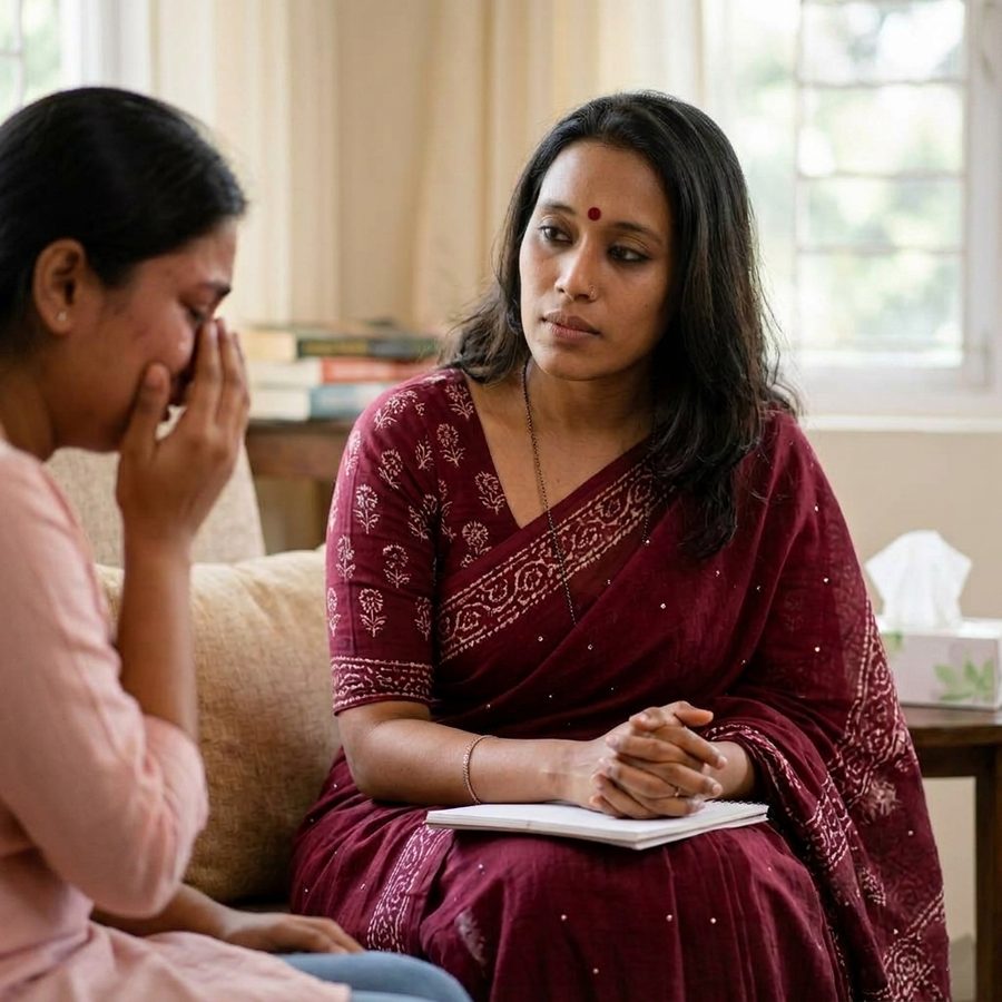 Dr. Vandana in a grief and trauma support session
